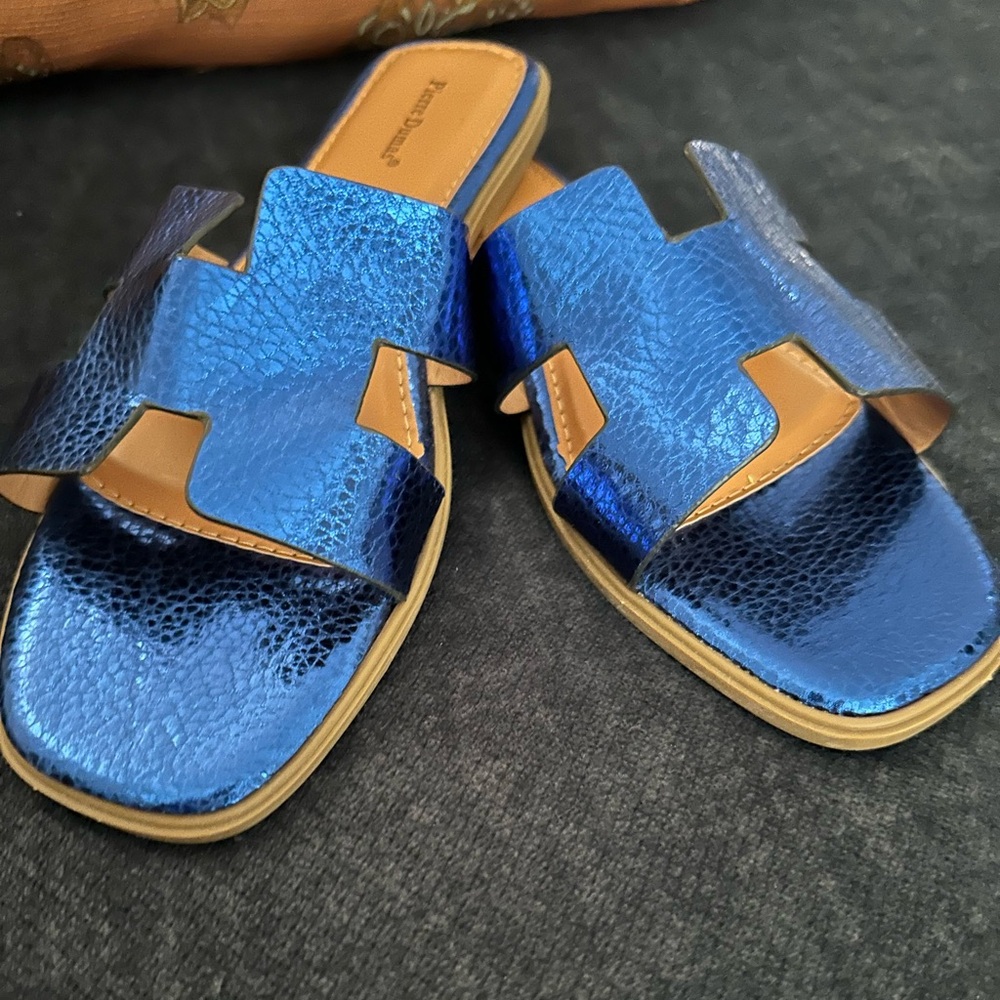 Pierre Dumas Metallic Blue Sandals